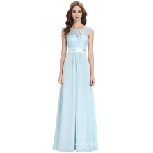 Kate Kasin Sleeveless V-Back Formal Light Blue Lace Chiffon Evening Ball Gown Party Prom Bridesmaid Dresses KK000164-1